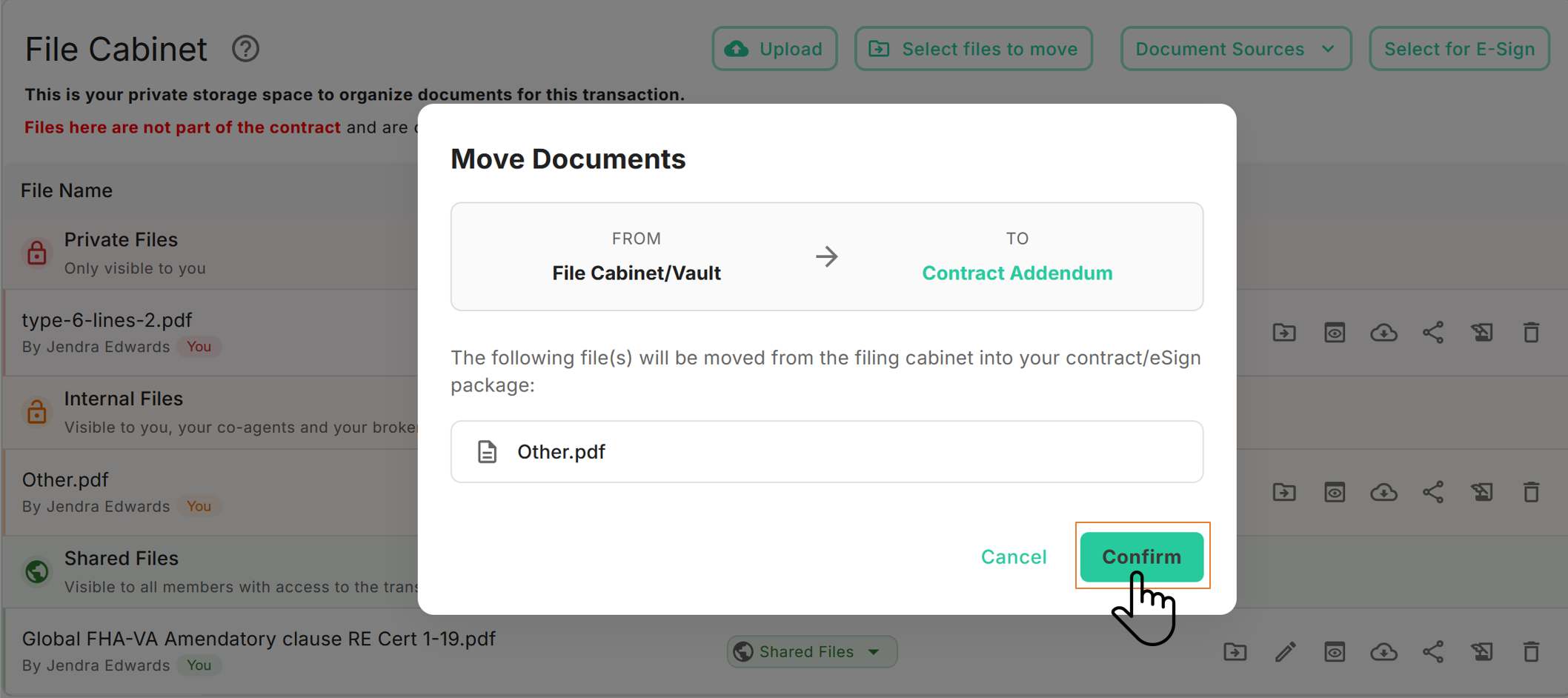 Confirm single file